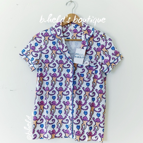 Roller Rabbit Monkey Love Polo Pajamas in White Size XS Dreamland Day 8 New NWT - Picture 3 of 14
